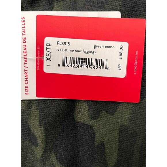 Spanx Look at Me Now Seamless Legging XS Green Camo High Waisted Shaping Pull On - Picture 5 of 9